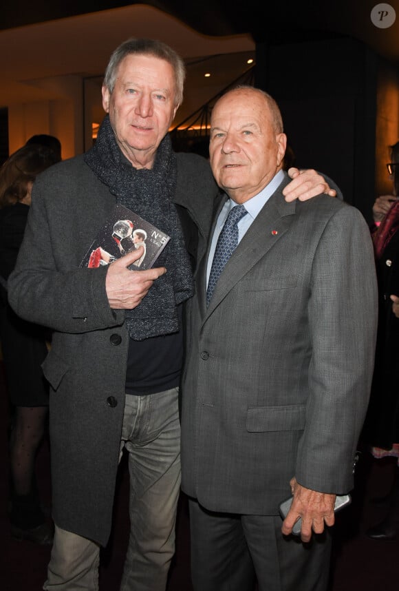 Exclusif - Régis Wargnier et Marc Ladreit de Lacharrière au Théâtre Marigny à Paris le 13 novembre 2019 lors de la première de Funny Girl, musical culte de Broadway qui révéla Barbra Streisand monté pour la première fois en France. © Guirec Coadic/Bestimage