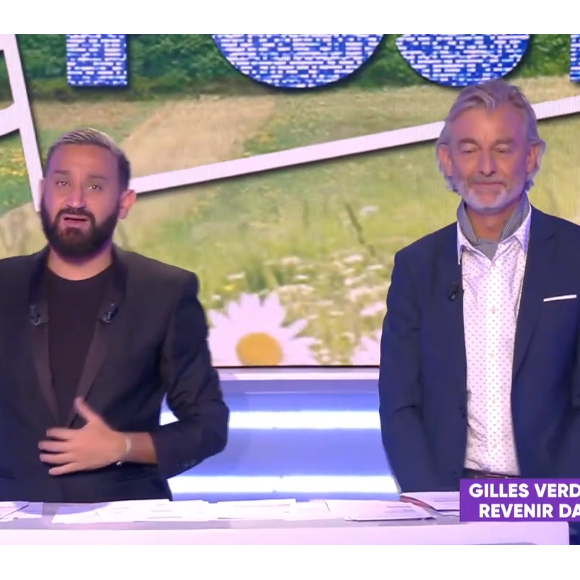 Gilles Verdez et Cyril Hanouna dans "Touche pas à mon poste", le 1er octobre 2019, sur C8