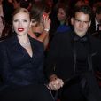 Scarlett Johansson et son ex-mari Romain Dauriac à la 39ème cérémonie des César au théâtre du Châtelet à Paris, le 28 février 2014.