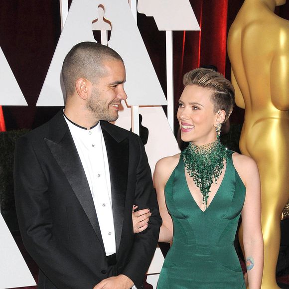 Scarlett Johansson et son ex-mari Romain Dauriac - People à la 87ème cérémonie des Oscars à Hollywood, le 22 février 2015.