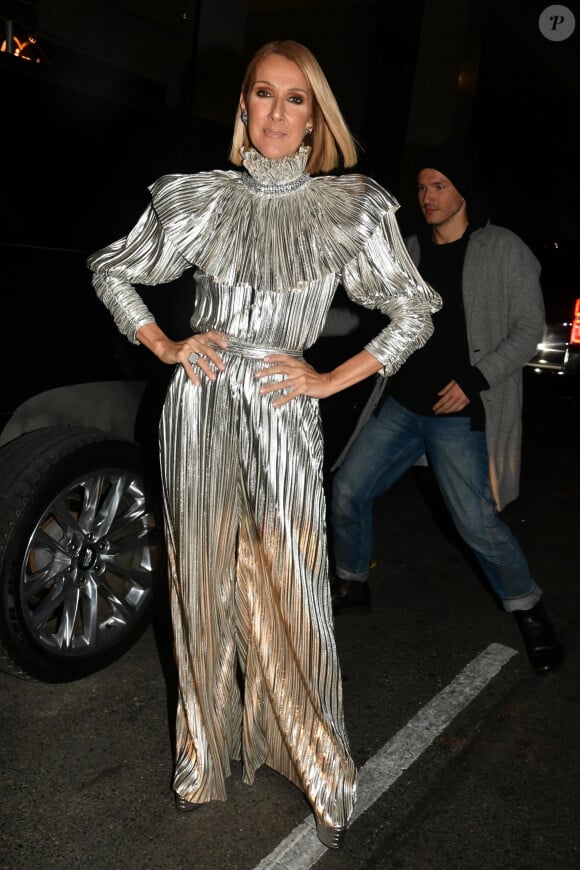 Celine Dion en robe lamé argent à New York le 15 novembre 2019. 15/11/2019 - New York