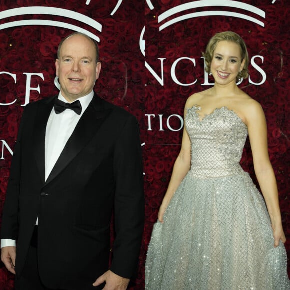 Le prince Albert II de Monaco et sa fille Jazmon Grace Grimaldi au photocall de la soirée Princess Grace Awards 2019 à l'hôtel Plaza de New York le 25 novembre 2019.