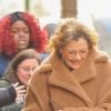 Exclusif - Annette Bening porte un manteau Teddy Bear dans les rues de New York, le 6 mars 2019