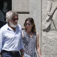 Harrison Ford et sa femme Calista Flockhart en vacances font du shopping à Barcelone le 1er juillet 2016.