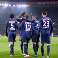 Les joueurs du PSG lors du match de Ligue 1 Paris Saint-Gemain - FC Nantes au Parc des Princes. Paris, le 4 décembre 2019.