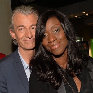 Gilles Verdez et sa femme Fatou - Soirée pour le lancement du jeu vidéo " FIFA 17" au Cercle Cadet à Paris le 26 septembre 2016. © Veeren/Bestimage