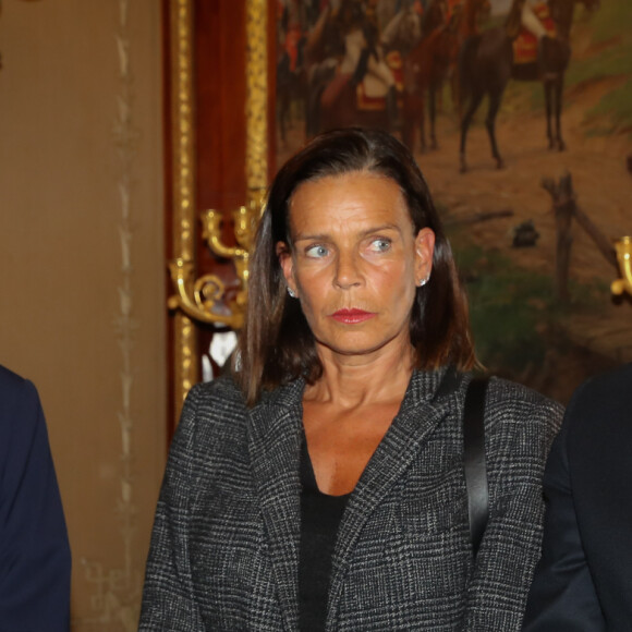 Exclusif - Christian Estrosi, le maire de Nice, la princesse Stéphanie de Monaco, Gérard Baudoux, adjoint au maire de la ville de Nice durant le vernissage de l'exposition Le Cercle Enchanté, Collections du Docteur Alain Frère, au musée Masséna à Nice le 7 novembre 2019. © Olivier Huitel/PRM/Bestimage