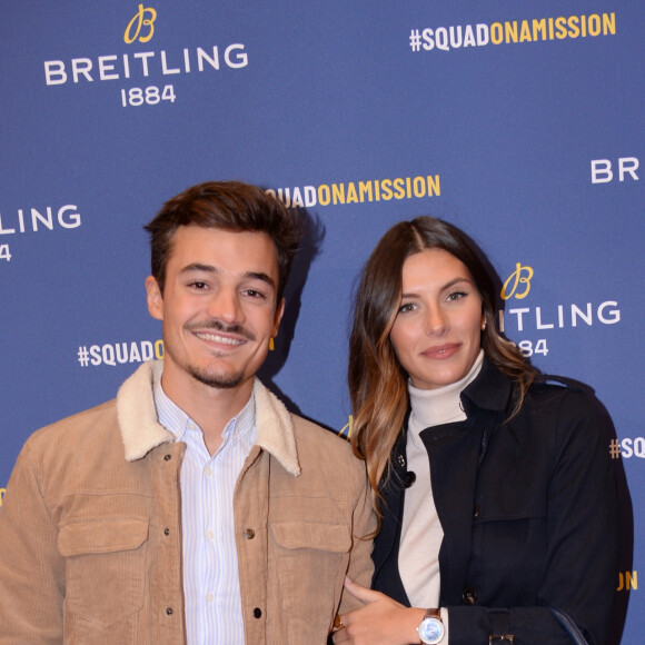 Camille Cerf (Miss France 2015) et son compagnon Cyrille lors de la soirée de réouverture de la boutique "Breitling", située rue de la Paix. Paris, le 3 octobre 2019. © Rachid Bellak/Bestimage