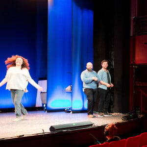 Exclusif - Laurence Yayel, Christophe Canard, Cédric Moreau et Pierre Palmade - Répétitions du spectacle de la "Troupe à Palmade" sur la scène du théâtre de l'Oeuvre à Paris, avec Muriel Robin en invitée d'honneur. Le 28 avril 2019 © Cyril Moreau / Bestimage