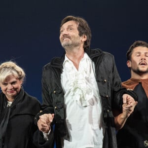 Exclusif - Thierry Pietra, Isabelle Nanty, Pierre Palmade, Yvan Naubron, Laurence Yayel - Spectacle de la "Troupe à Palmade" sur la scène du théâtre de l'Oeuvre à Paris, avec I.Nanty en invitée d'honneur. Le 30 juin 2019 © Pierre Perusseau / Bestimage