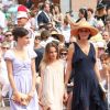 Inès de la Fressange et ses filles Nine et Violette au mariage du prince Albert de Monaco et Charlene, à Monaco, en 2011.