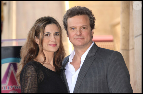 Colin Firth avec sa femme Livia Guggioli lors de la révélation de son étoile sur le Hollywood Walk of Fame en 2011.