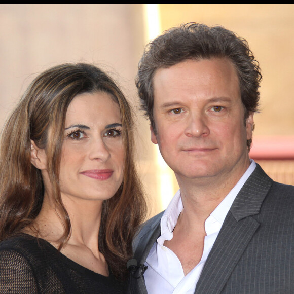 Colin Firth avec sa femme Livia Guggioli lors de la révélation de son étoile sur le Hollywood Walk of Fame en 2011.