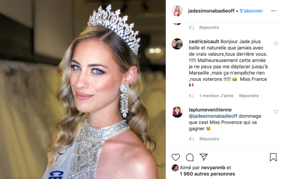 Miss Centre - Val de Loire, Jade Simon-Abadie sur Instagram le 10 décembre 2019.