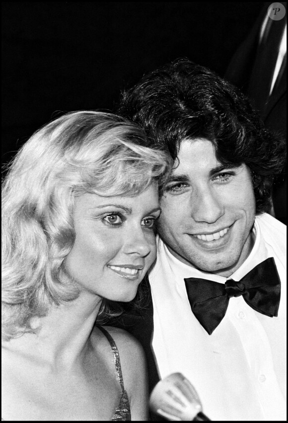 John Travolta et Olivia Newton-John présentent "Grease" au festival de Deauville en 1978.