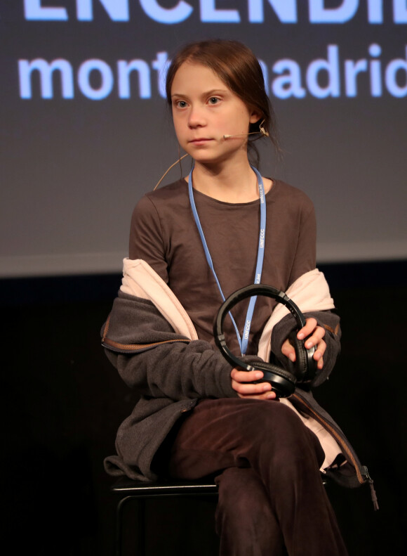 Greta Thunberg lors d'une conférence de presse du mouvement Friday for Future à Madrid le 6 décembre 2019.