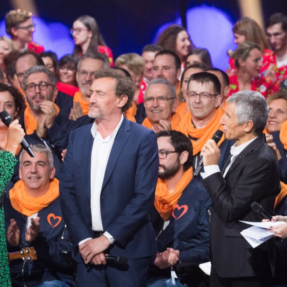 Vaimalama Chaves, Jean Paul Rouve, Nagui, Sophie Davant - Deuxième jour de la 33ème édition du Téléthon au Parc de la Villette à Paris le 7 décembre 2019. © Tiziano Da Silva/Bestimage