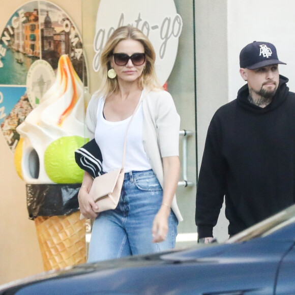 Exclusif - Cameron Diaz et Benji Madden dans Beverly Hills à Los Angeles, le 30 juillet 2019