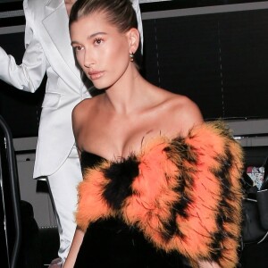 Exclusif - Hailey Bieber à la soirée Saint Laurent Pre-Golden Globes Party organisée par Anthony Vaccarello et Rami Malek à Los Angeles, Californie, Etats-Unis, le 4 janvier 2020.