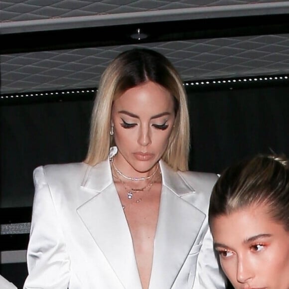 Exclusif - Hailey Bieber à la soirée Saint Laurent Pre-Golden Globes Party organisée par Anthony Vaccarello et Rami Malek à Los Angeles, Californie, Etats-Unis, le 4 janvier 2020.