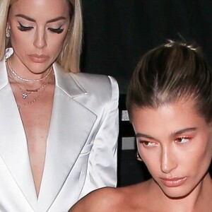 Exclusif - Hailey Bieber à la soirée Saint Laurent Pre-Golden Globes Party organisée par Anthony Vaccarello et Rami Malek à Los Angeles, Californie, Etats-Unis, le 4 janvier 2020.