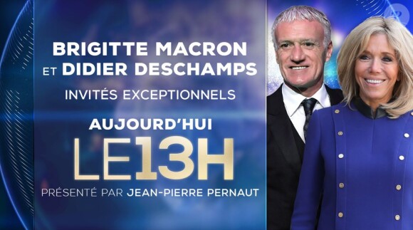 Brigitte Macron et Didier Deschamps, invités exceptionnels de Jean-Pierre Pernaut pour son JT de 13 heures sur TF1 à l'occasion du lancement de l'opération des Pièces Jaunes.