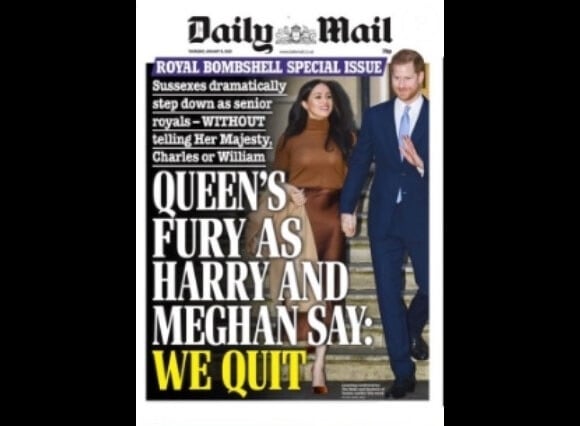 Les unes des journaux reprennent le Megxit, la volonté du Prince Harry et de Meghan Markle de se mettre en marge de la famille royale.