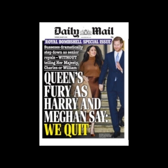 Les unes des journaux reprennent le Megxit, la volonté du Prince Harry et de Meghan Markle de se mettre en marge de la famille royale.