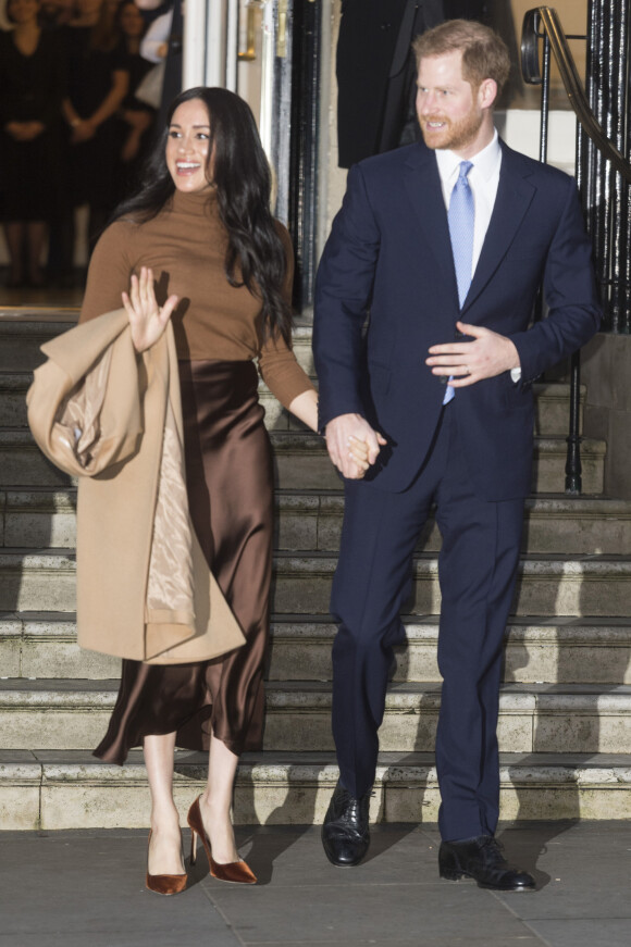 Le prince Harry, duc de Sussex, et Meghan Markle, duchesse de Sussex, en visite à la Canada House à Londres le 7 janvier 2020 © Ray Tang/London News Pictures via ZUMA Wire / Bestimage