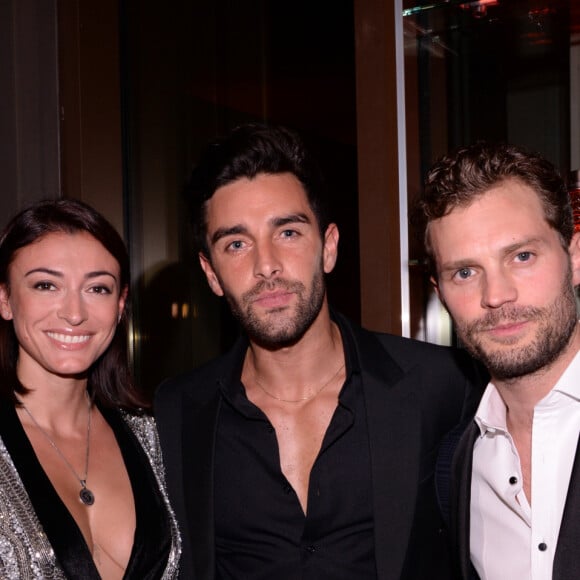 Exclusif - Rachel Legrain-Trapani (Miss France 2007) et son compagnon Valentin Leonard, l'acteur americain Jamie Dornan (Egérie de la marque Boss) - Soirée de lancement du nouveau parfum Boss "The scent absolute" à l'hôtel Mandarin Oriental à Paris le 13 novembre 2019. © Rachid Bellak/Bestimage