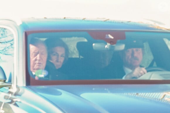 Le roi Juan Carlos et la reine Sofia - La famille royale et les proches arrivent aux obsèques de l'infante Pilar de Bourbon à Madrid le 10 janvier 2020.