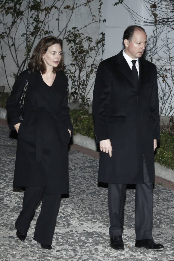 Le prince Constantin de Bulgarie et sa femme Maria Garcia de la Rasilla - Recueillement après le décès de l'Infante Maria del Pilar de Bourbon à Madrid, le 8 janvier 2020.