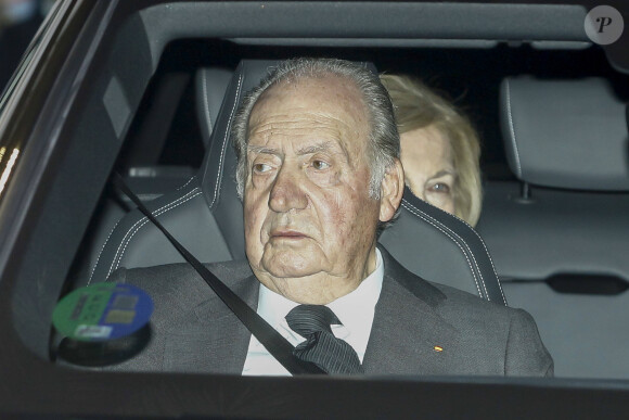 Le roi Juan Carlos Ier et la reine Sofia - La famille royale d'Espagne se recueille après le décès de l'Infante Maria del Pilar de Bourbon à Madrid, le 8 janvier 2020