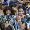 Clémence Botino, Miss France 2020 et Ophély Mézino, première dauphine de Miss Monde 2019, accueillies en grande pompe à l'aéroport de Pointe-à-Pitre, en Guadeloupe. De retour, sur leur île natale, un mois après leurs sacres. Photo de Alain Cassang/ABACAPRESS.COM
