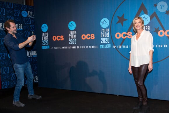 Stéphane De Groodt et Michèle Laroque lors de la 23ème édition du festival international du film de comédie l'Alpe d'Huez, Isère, France, le 15 janvier 2020. © Cyril Moreau/Bestimage