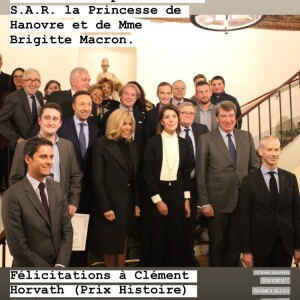 Remise des prix 2019 de la Fondation Stéphane Bern pour l'Histoire et le Patrimoine à l'Institut de France, à Paris, le 15 janvier 2020. Brigitte Macron et Stéphanie de Monaco étaient réunies pour soutenir Stéphane Bern et remettre des prix.