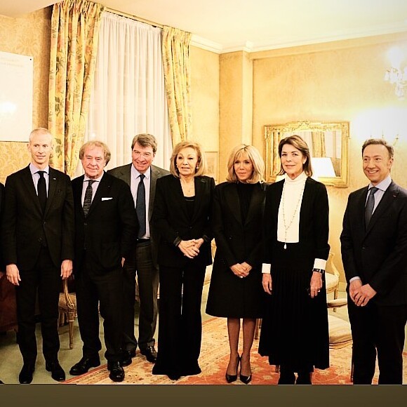 Remise des prix 2019 de la Fondation Stéphane Bern pour l'Histoire et le Patrimoine à l'Institut de France, à Paris, le 15 janvier 2020. Brigitte Macron et Stéphanie de Monaco étaient réunies pour soutenir Stéphane Bern et remettre des prix.