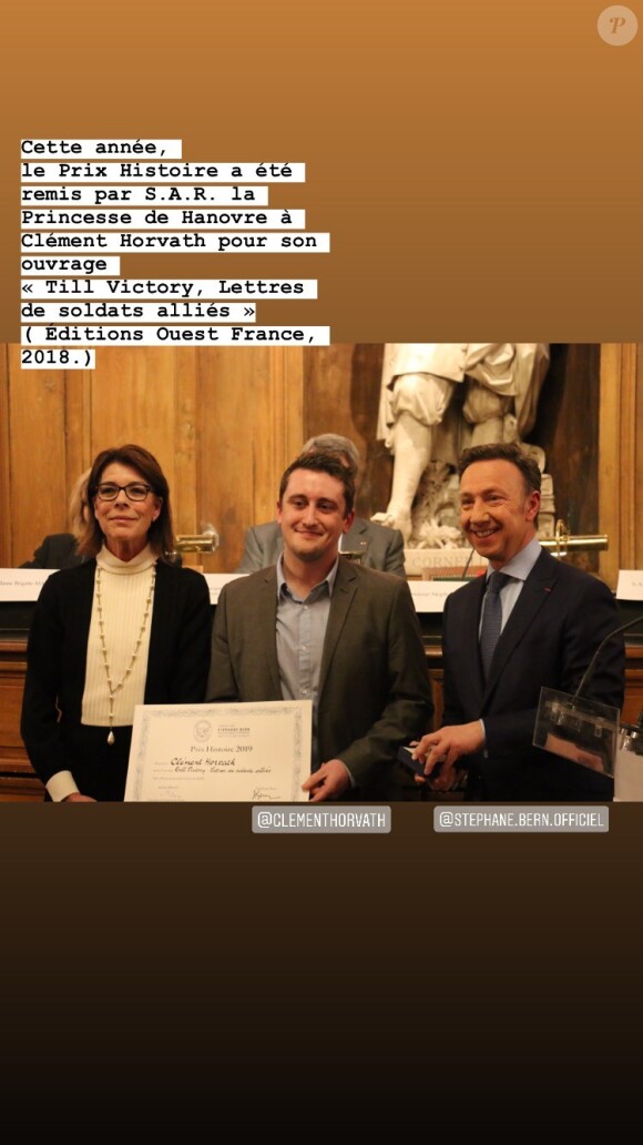 Remise des prix 2019 de la Fondation Stéphane Bern pour l'Histoire et le Patrimoine à l'Institut de France, à Paris, le 15 janvier 2020. Brigitte Macron et Stéphanie de Monaco étaient réunies pour soutenir Stéphane Bern et remettre des prix.