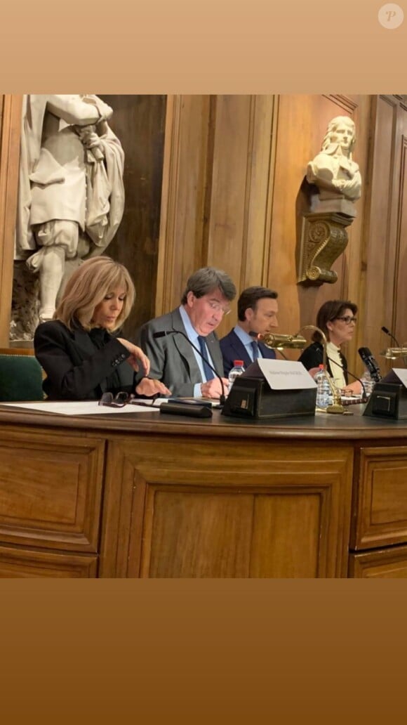 Remise des prix 2019 de la Fondation Stéphane Bern pour l'Histoire et le Patrimoine à l'Institut de France, à Paris, le 15 janvier 2020. Brigitte Macron et Stéphanie de Monaco étaient réunies pour soutenir Stéphane Bern et remettre des prix.