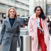 Exclusif - Sylvie Tellier (directrice générale de la société Miss France) et Clémence Botino, Miss France 2020, arrivent chez Sothys (produits de beauté) à Paris le 17 décembre 2019.