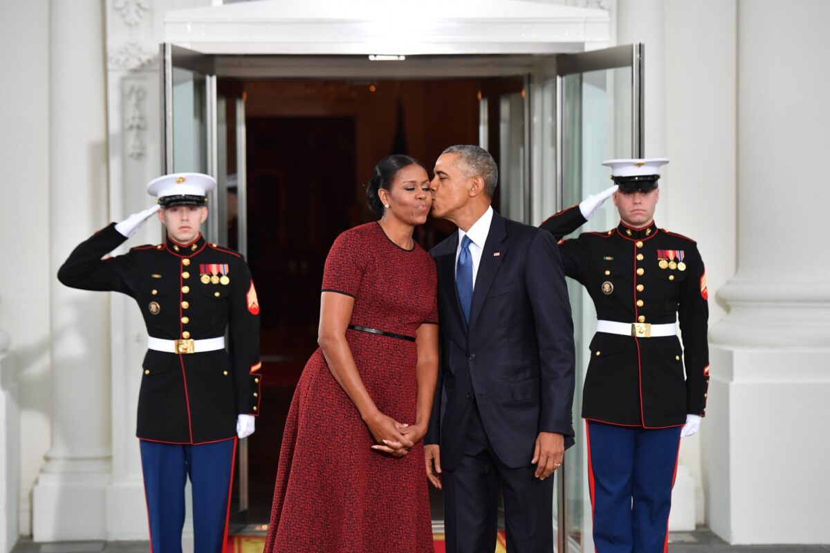 Photo : Michelle et Barack Obama à la Maison-Blanche. Washington, le 20 ...
