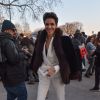Farida Khelfa arrive au Grand Palais pour assister au défilé Alexandre Vauthier. Paris, le 21 janvier 2020.