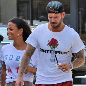 M. Pokora, sa compagne Christina Milian enceinte et sa fille Violet Nash - Enceinte et radieuse, Christina Milian se rend au glacier McConnell avec compagnon M.Pokora et sa fille Violet Nash pour le goûter après avoir acheté des vêtements pour bébés. Le 3 août 2019.