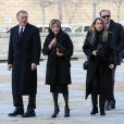 La baronne Thyssen Carmen Cervera et Jose Maria Michavilla arrivent pour la messe en hommage à l'infante Pilar de Bourbon à Madrid, le 29 janvier 2020. La soeur de l'ancien roi d'Espagne est décédée le 8 janvier 2020.