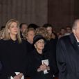 L'infante Cristina d'Espagne, le roi Juan Carlos Ier et la reine Sofia lors de la messe en hommage à l'infante Pilar de Bourbon dans la basilique du monastère de l'Escurial à Madrid, le 29 janvier 2020. La soeur de l'ancien roi d'Espagne est décédée le 8 janvier 2020.
