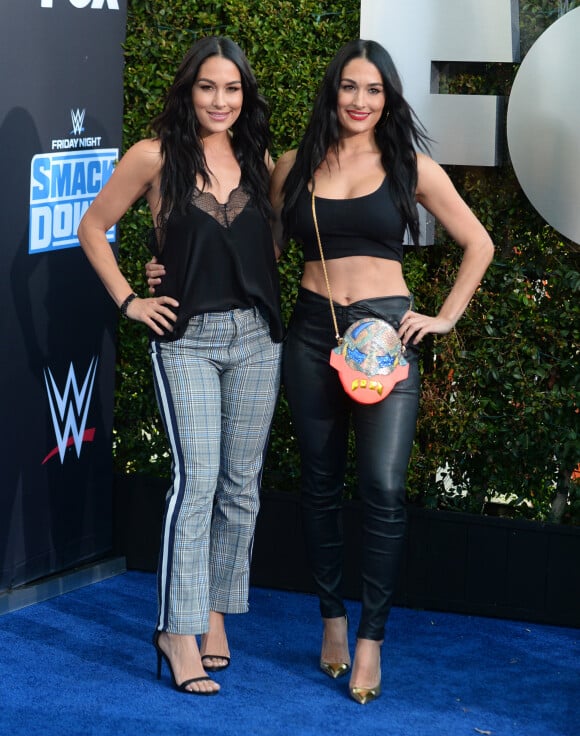 Brie Bella et Nikki Bella à la soirée d'anniversaire des 20 ans de la WWE à Los Angeles, le 4 octobre 2019.