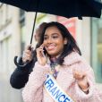 Exclusif - Clémence Botino (Miss France 2020) quitte le siège du groupe Figaro à Paris le 16 décembre 2019. Née à Baie-Mahault en Guadeloupe, la jeune brune, qui mesure 1m75 est en première année de master d'histoire des arts à la Sorbonne.