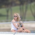 Exclusif - Pamela Anderson en pleine séance photo très sexy sur un yacht au large de Gold Coast sur la côte est de l'Australie, le 26 novembre 2019