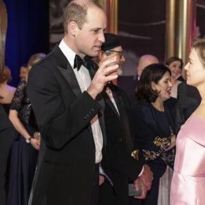 Le prince William, duc de Cambridge et Renée Zellweger lors de la 73e cérémonie des British Academy Film Awards (BAFTA) au Royal Albert Hall à Londres, le 2 février 2020.