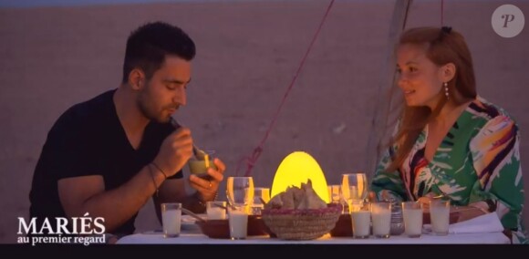 Delphine et Romain dans "Mariés au premier regard 2020", le 3 février, sur M6